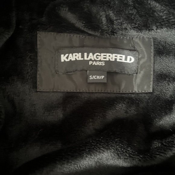 NEW KARL LAGERFELD PARIS WOMEN'S BLACK LONG DOWN JACKET PUFFER COAT HOODED Sz S - Picture 2 of 11